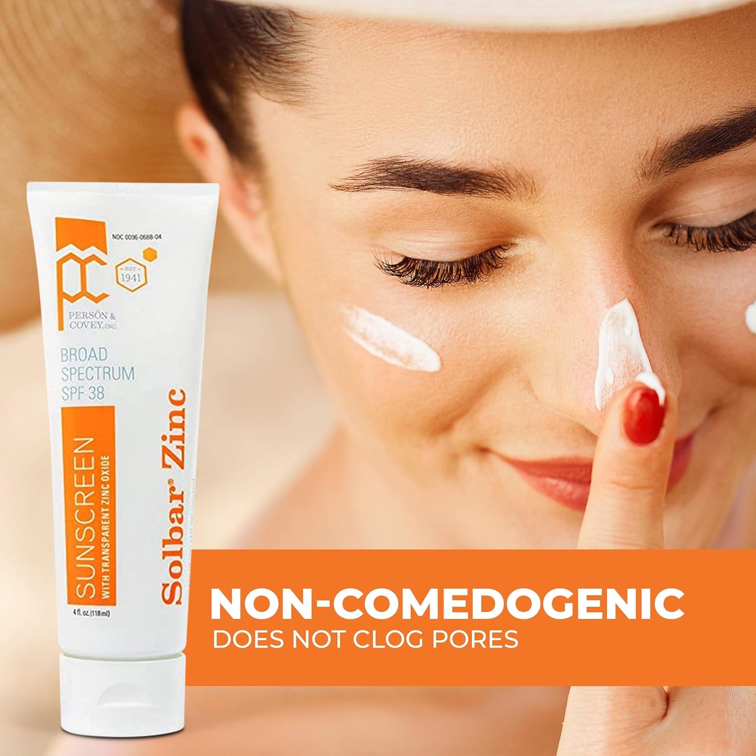 Zinc Oxide Sunscreen Cream SPF 38 - Unscented Transparent Formula, 4 oz