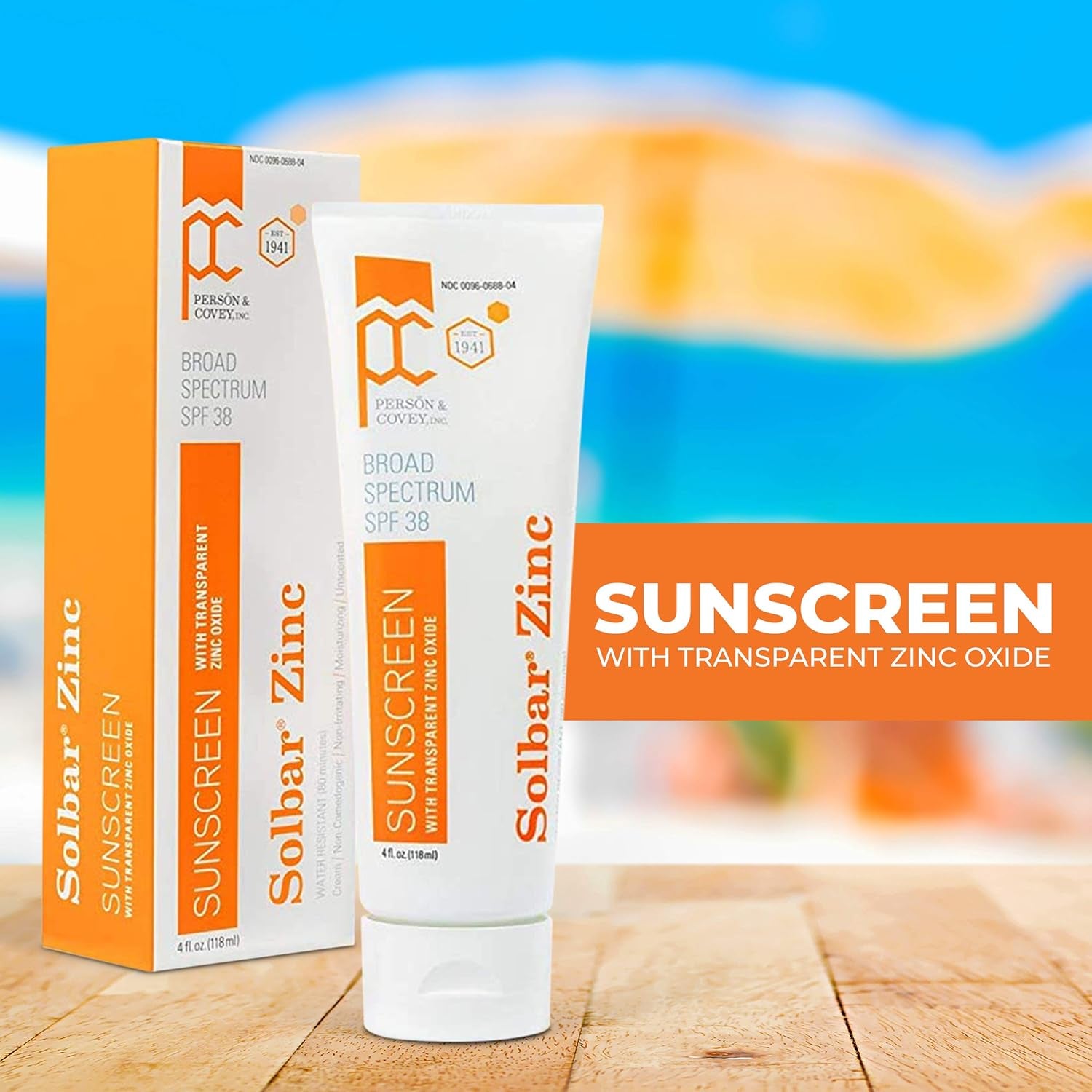 Zinc Oxide Sunscreen Cream SPF 38 - Unscented Transparent Formula, 4 oz