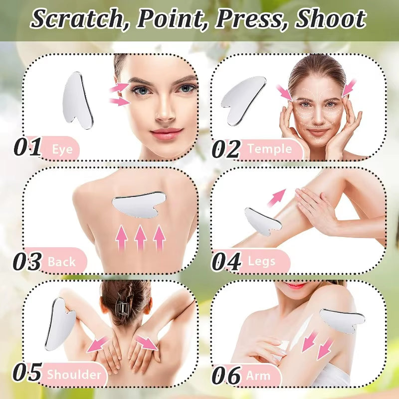 Stainless Steel Gua Sha – Professional Facial & Body Sculpting Massage Tool