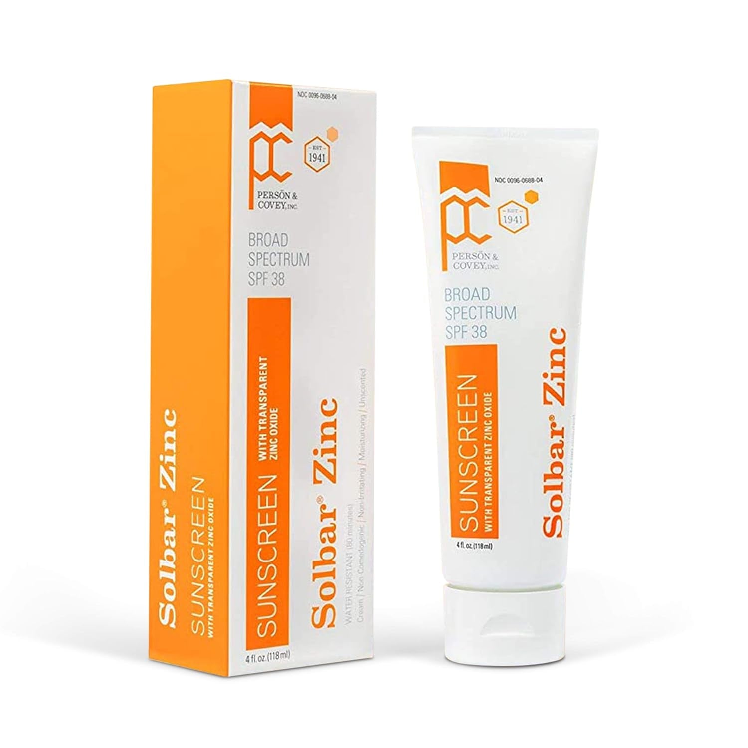 Zinc Oxide Sunscreen Cream SPF 38 - Unscented Transparent Formula, 4 oz