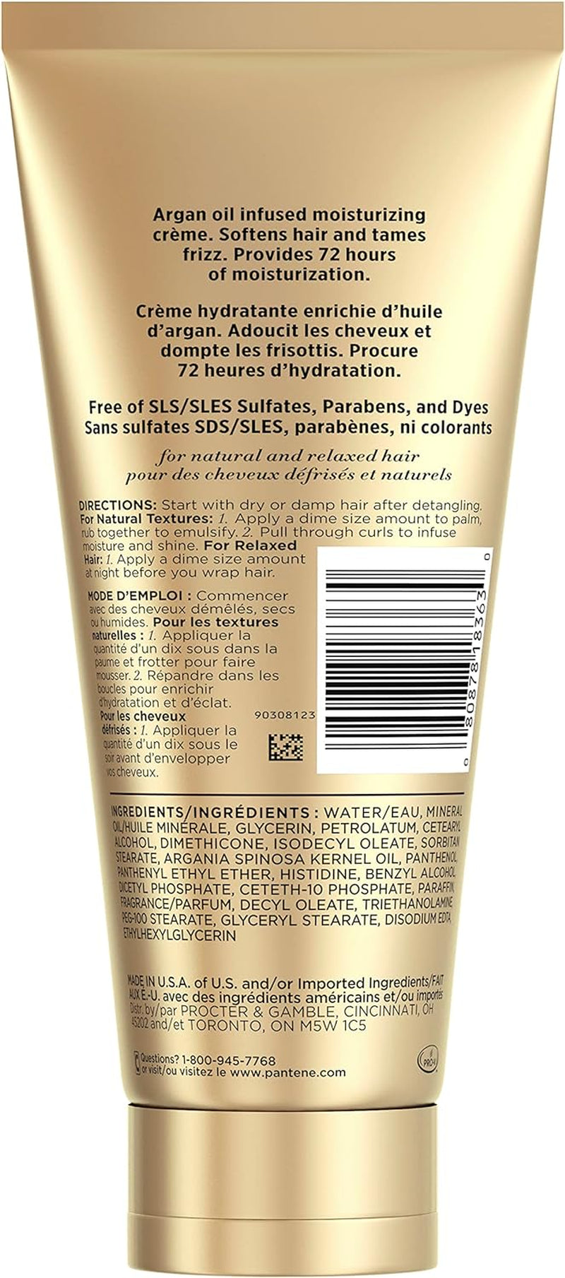 Pro-V Gold Series Hydrating Butter Crème with Argan Oil — Leave-In Conditioner for Thick & Coarse Hair (193g)