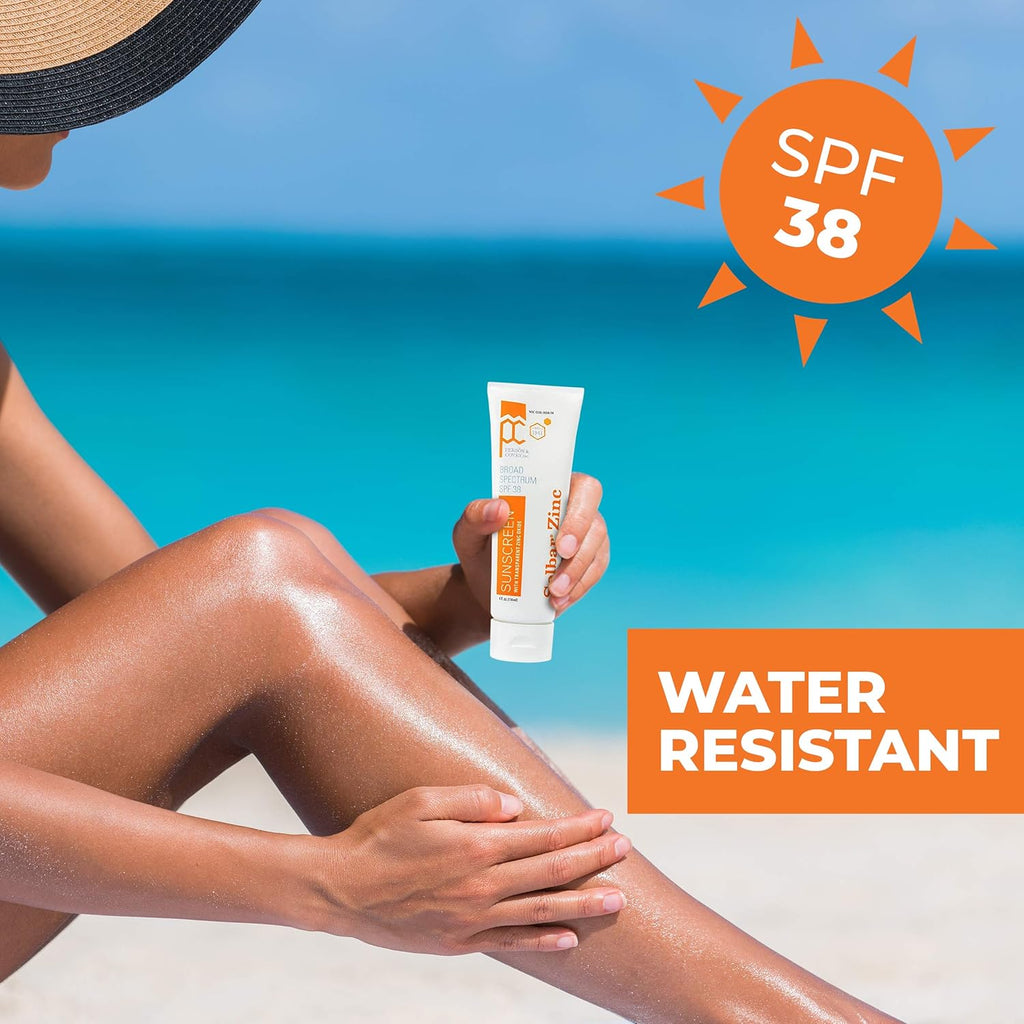 Zinc Oxide Sunscreen Cream SPF 38 - Unscented Transparent Formula, 4 oz