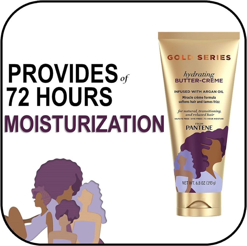 Pro-V Gold Series Hydrating Butter Crème with Argan Oil — Leave-In Conditioner for Thick & Coarse Hair (193g)