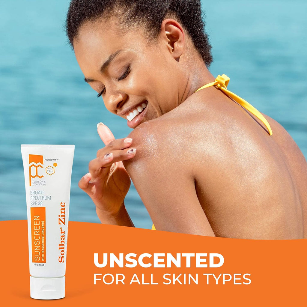 Zinc Oxide Sunscreen Cream SPF 38 - Unscented Transparent Formula, 4 oz